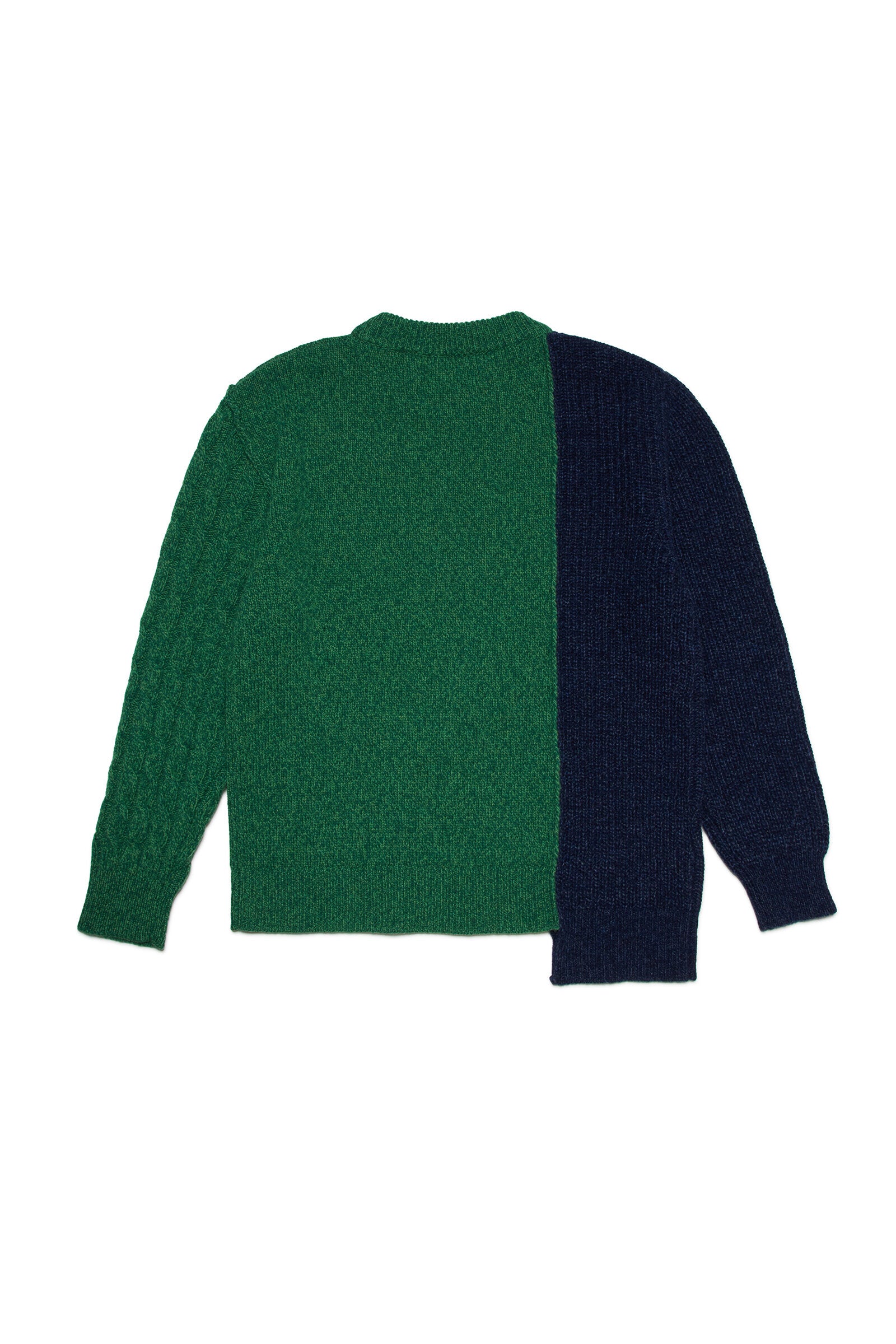 Colorblock wool-blend asymmetric crew-neck sweater
