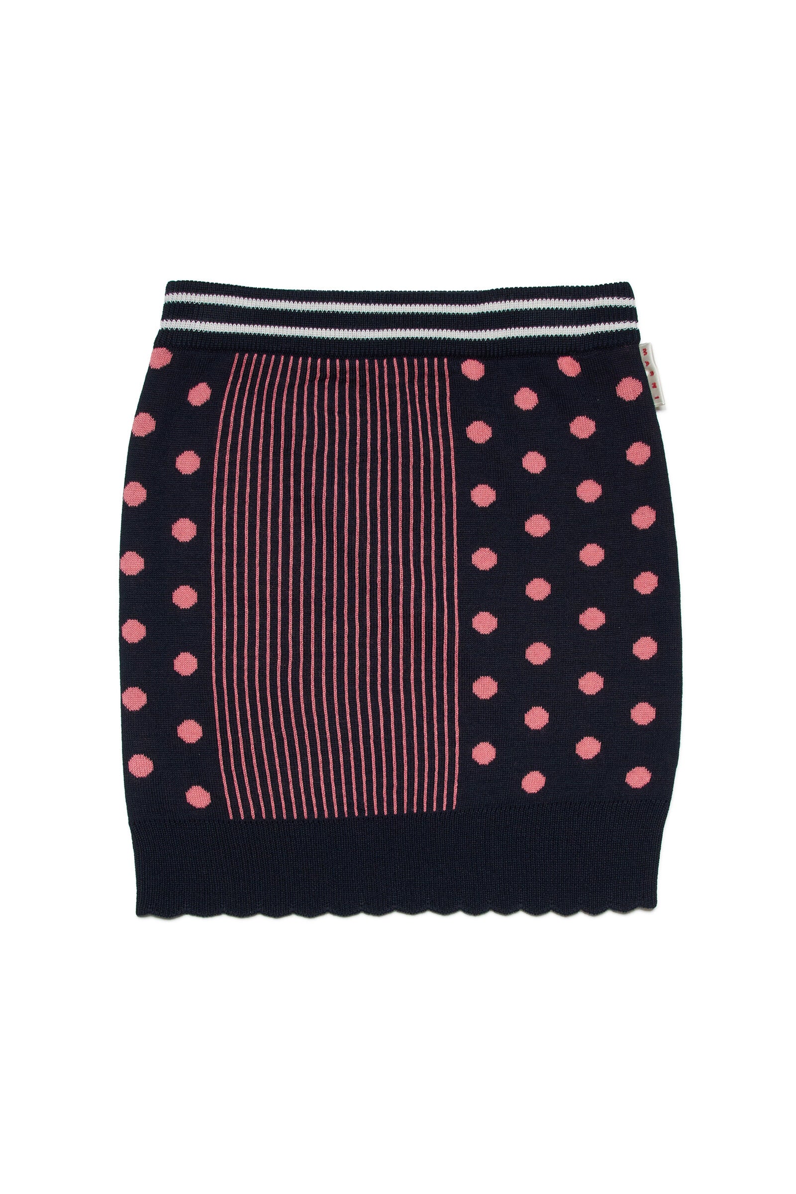 Wool-blend skirt with allover Dots and stripes pattern