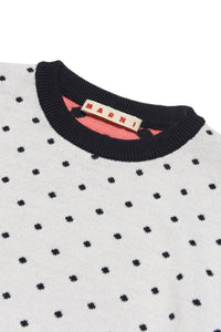 Wool-blend crew-neck sweater with allover Dots and stripes pattern