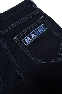 Dark blue jeans with logo on the back