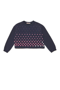 Crew-neck cotton sweatshirt in allover Dots pattern