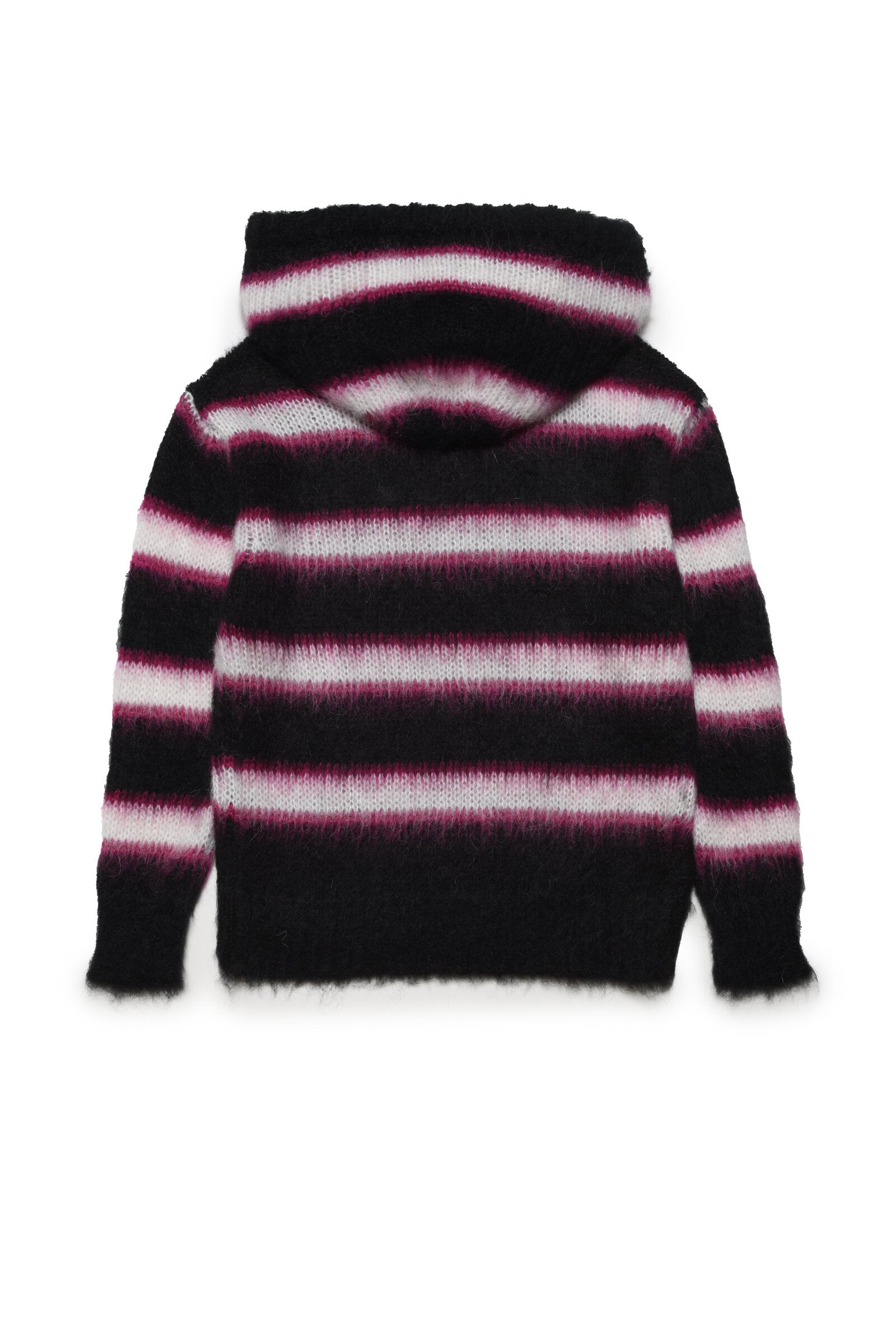 Striped wool-blend mohair hooded sweater