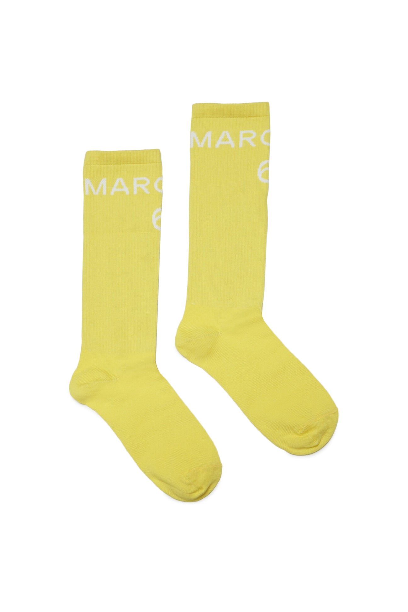 Yellow cotton socks with logo 
