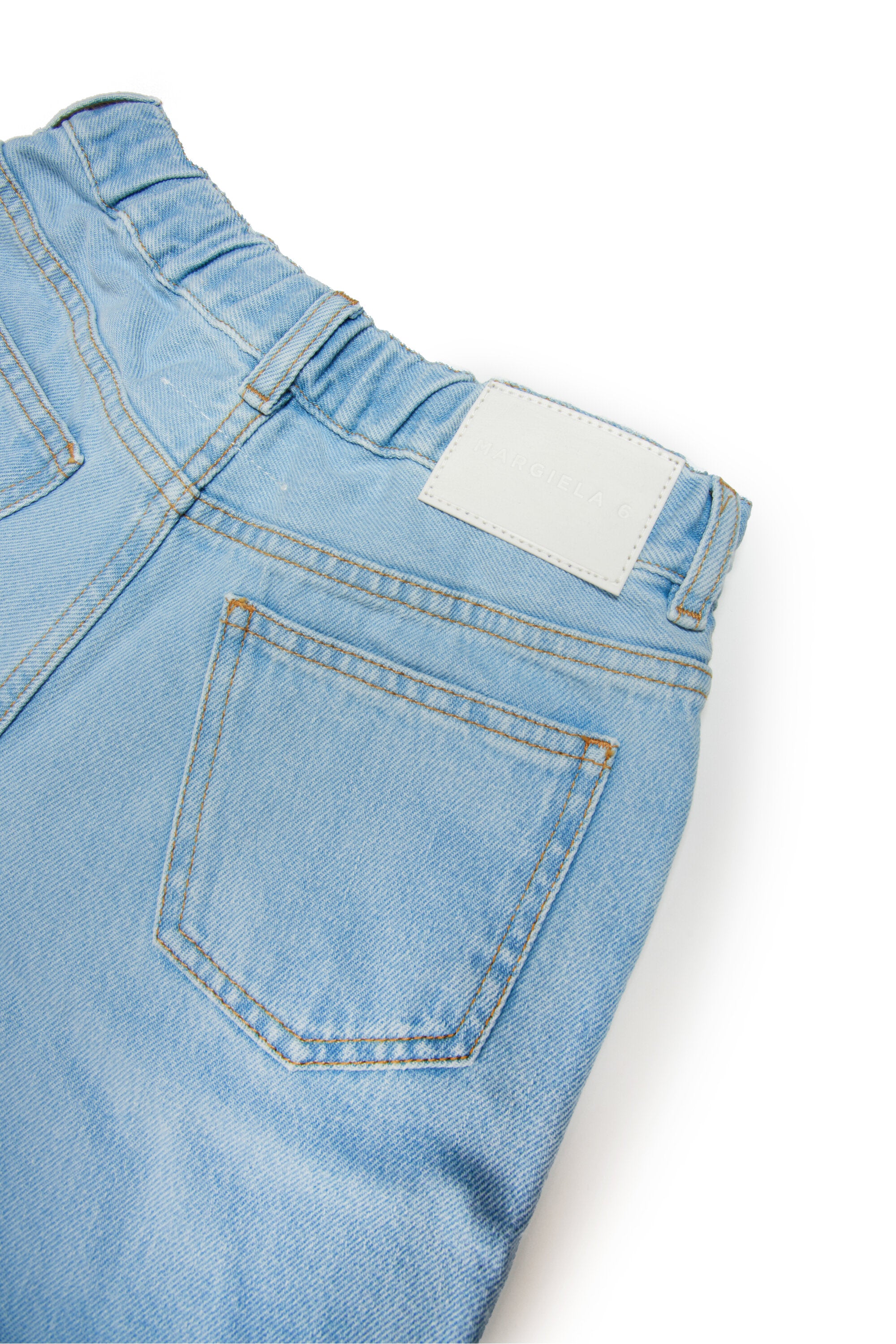 Blue faded denim shorts