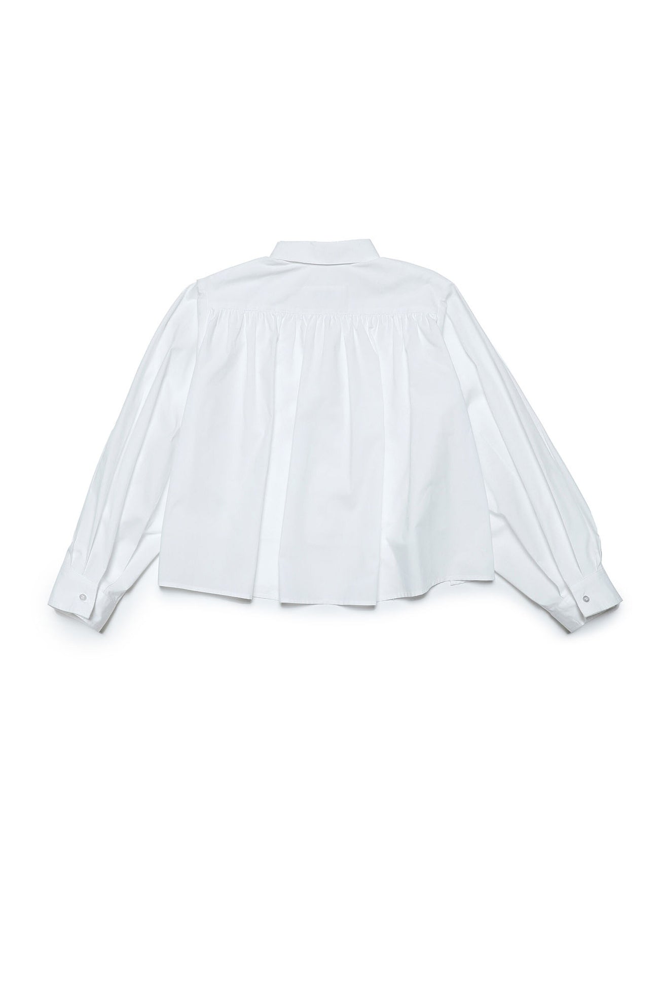 Camisa corta de popelín con espalda plisada Camisa corta de popelín con espalda plisada