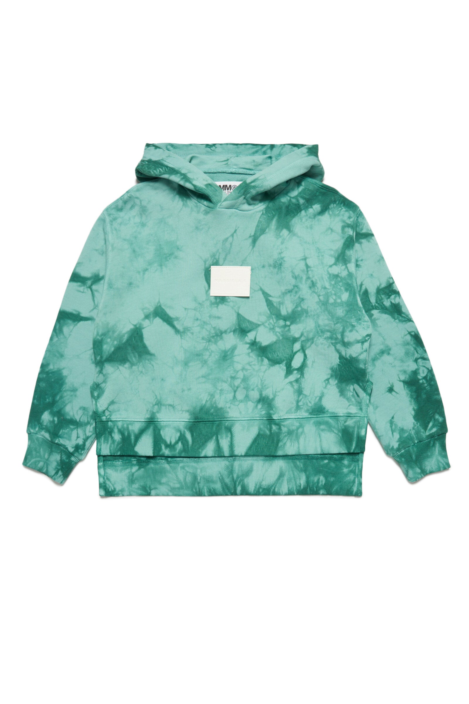 Green tie-dye effect hooded sweatshirt