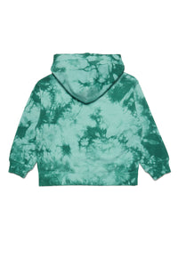 Green tie-dye effect hooded sweatshirt