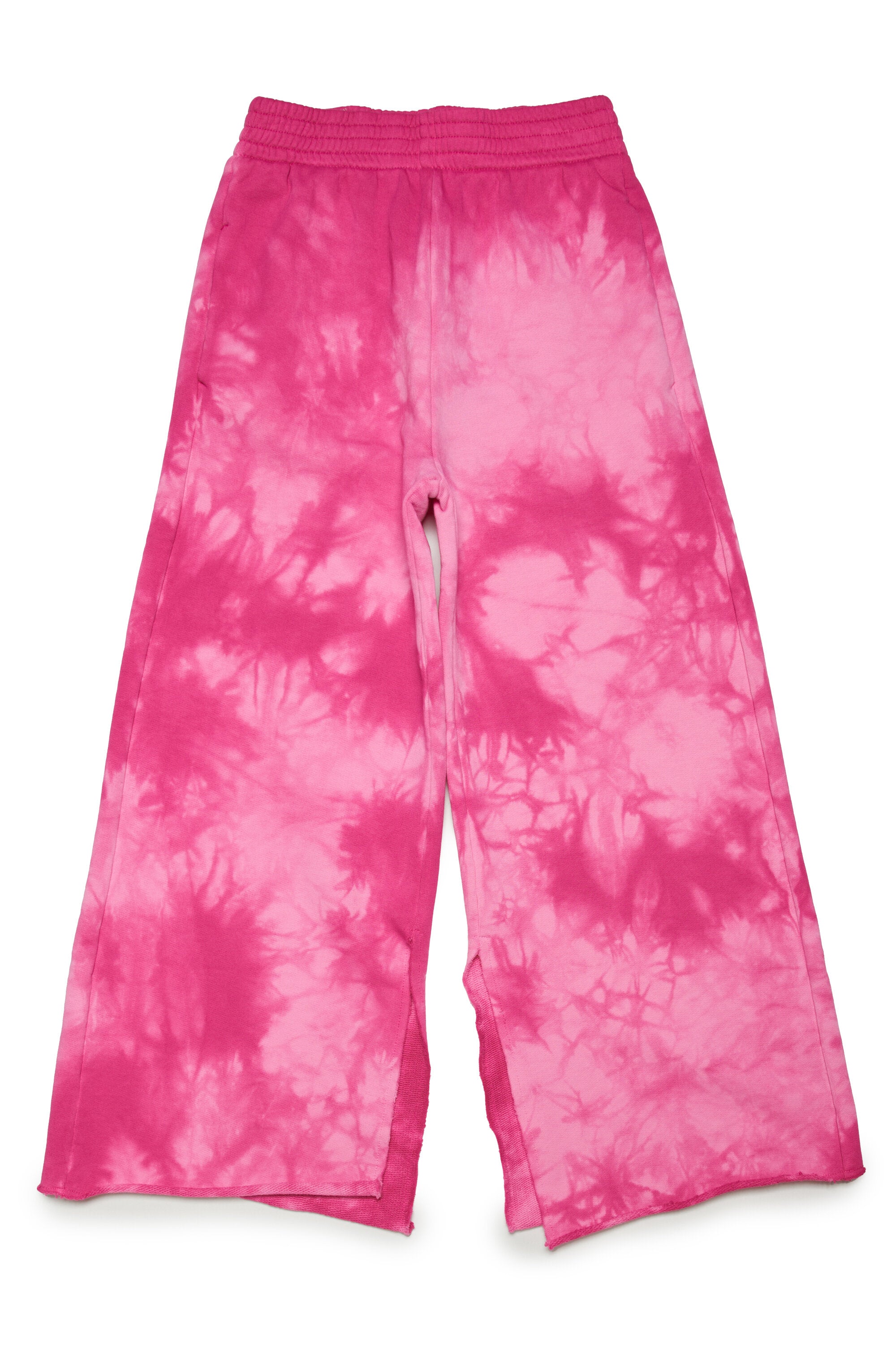 Pink tie-dye effect cotton trousers