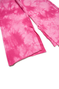 Pink tie-dye effect cotton trousers