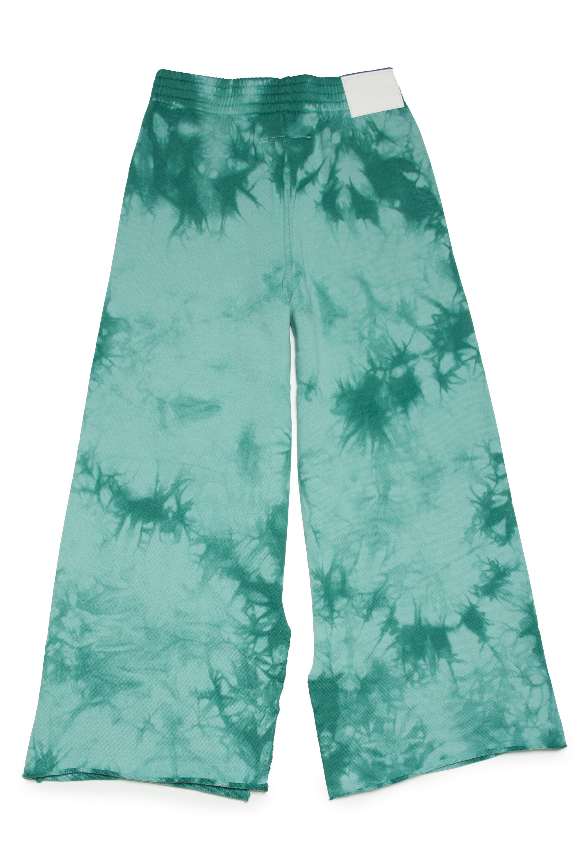 Green tie-dye effect cotton trousers