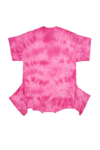 Pink tie-dye effect upside-down jersey dress