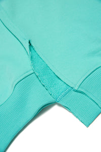 Aquamarine fleece pants with logo 6 and internal slits at the leg bottom