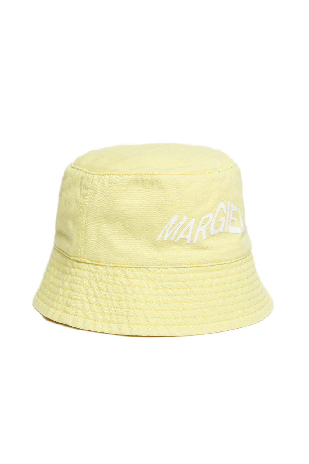 Cappello giallo alla pescatora in gabardina con logo