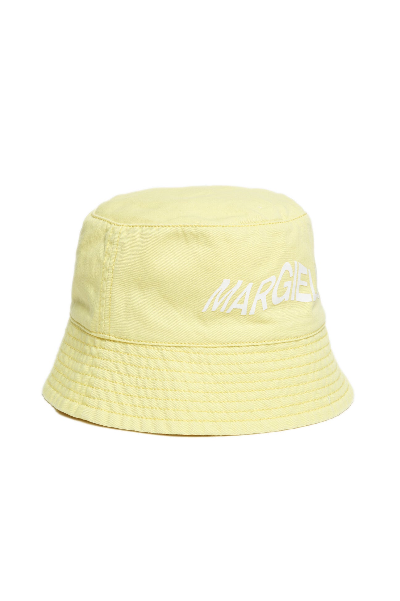 Yellow gabardine fisherman&#39;s cap with logo 