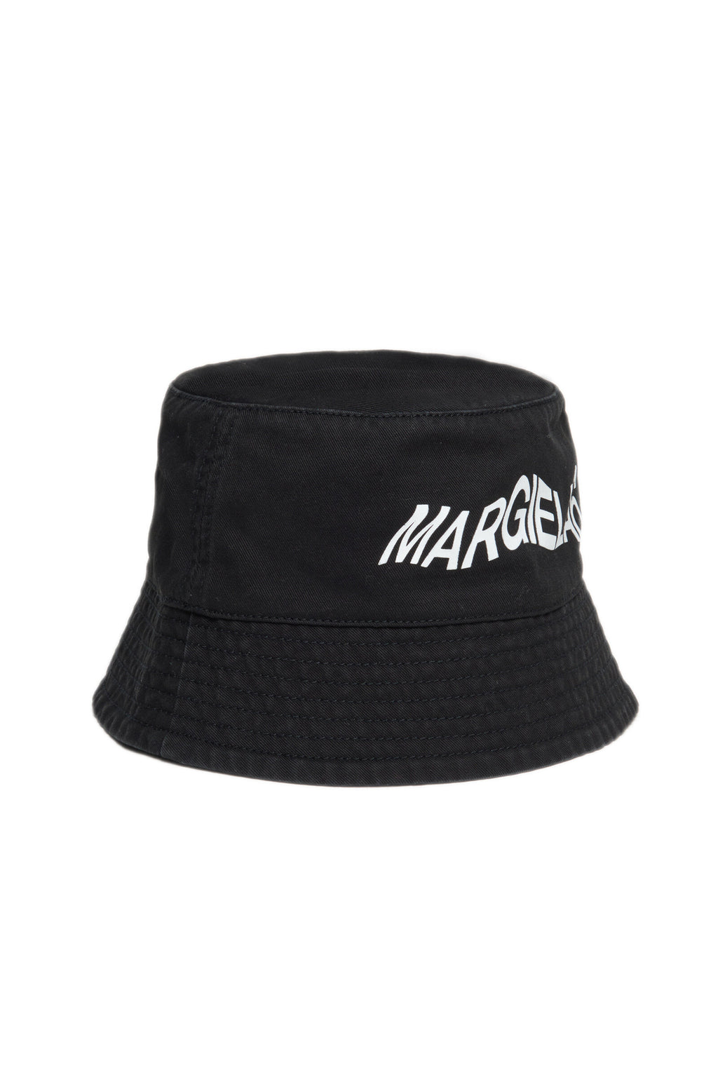 Gorra de pescador de gabardina negra con logotipo
