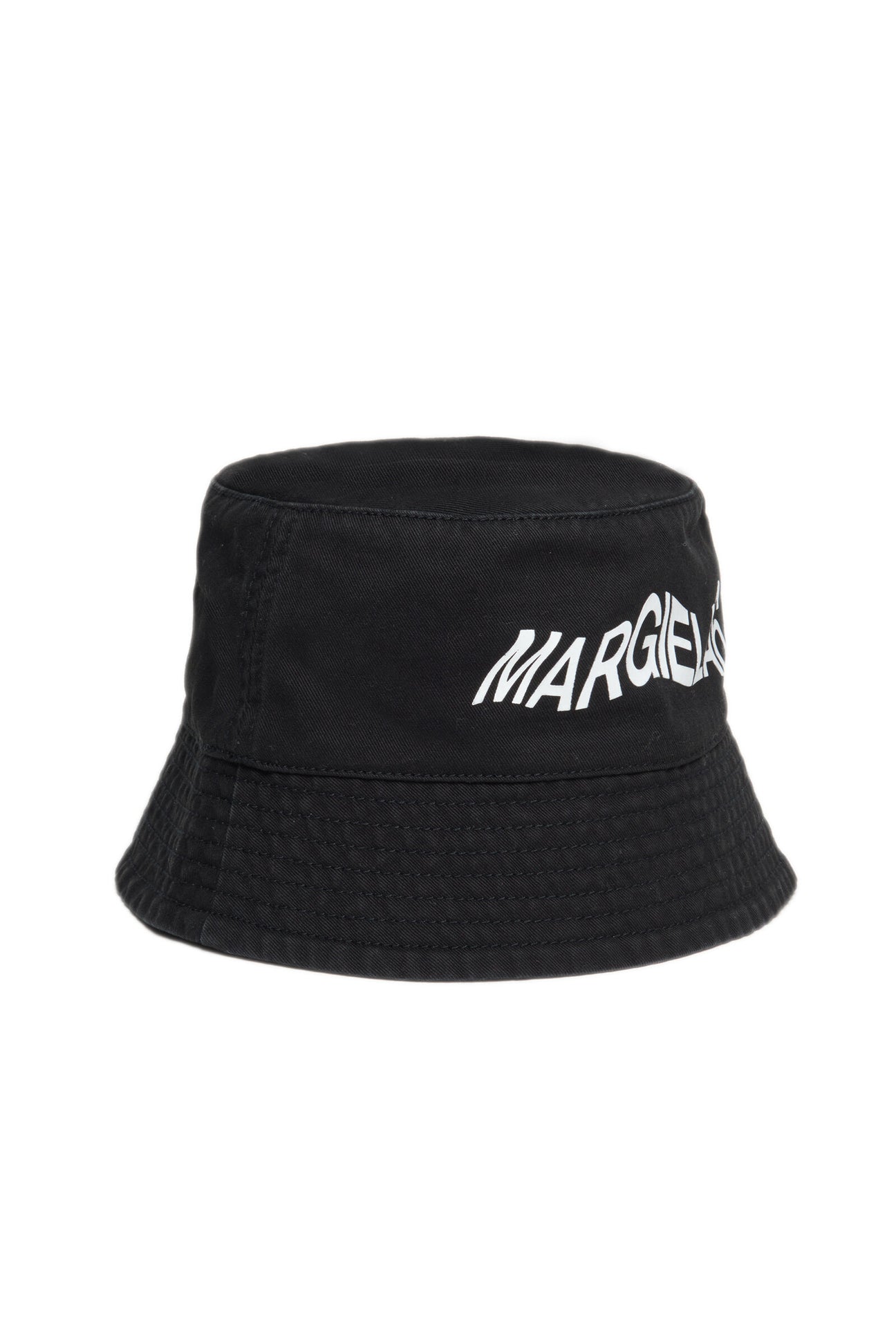 Gorra de pescador de gabardina negra con logotipo 
