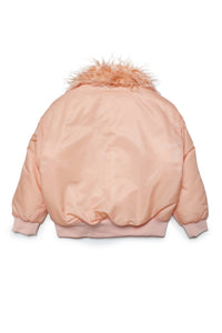Twill bomber jacket with faux fur collar