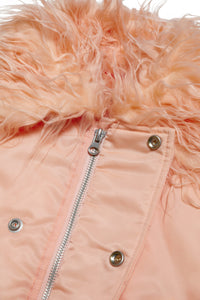 Twill bomber jacket with faux fur collar