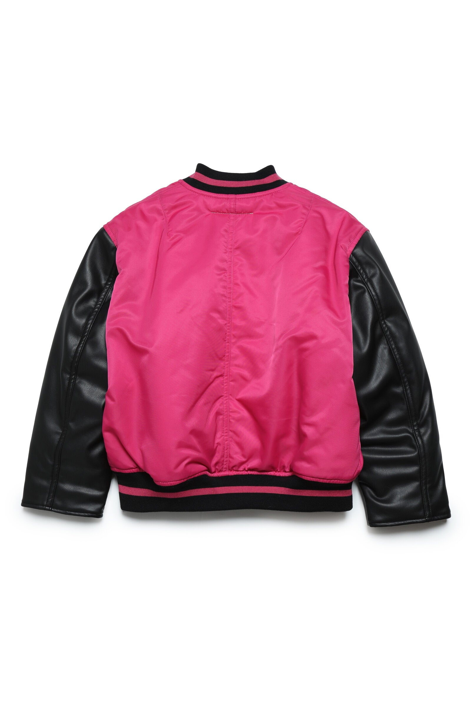 Twill bomber jacket with imitation leather sleeves