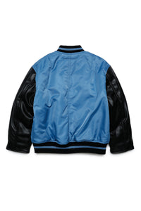 Twill bomber jacket with imitation leather sleeves