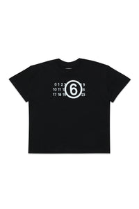 Crew-neck jersey t-shirt with rubberized logo
