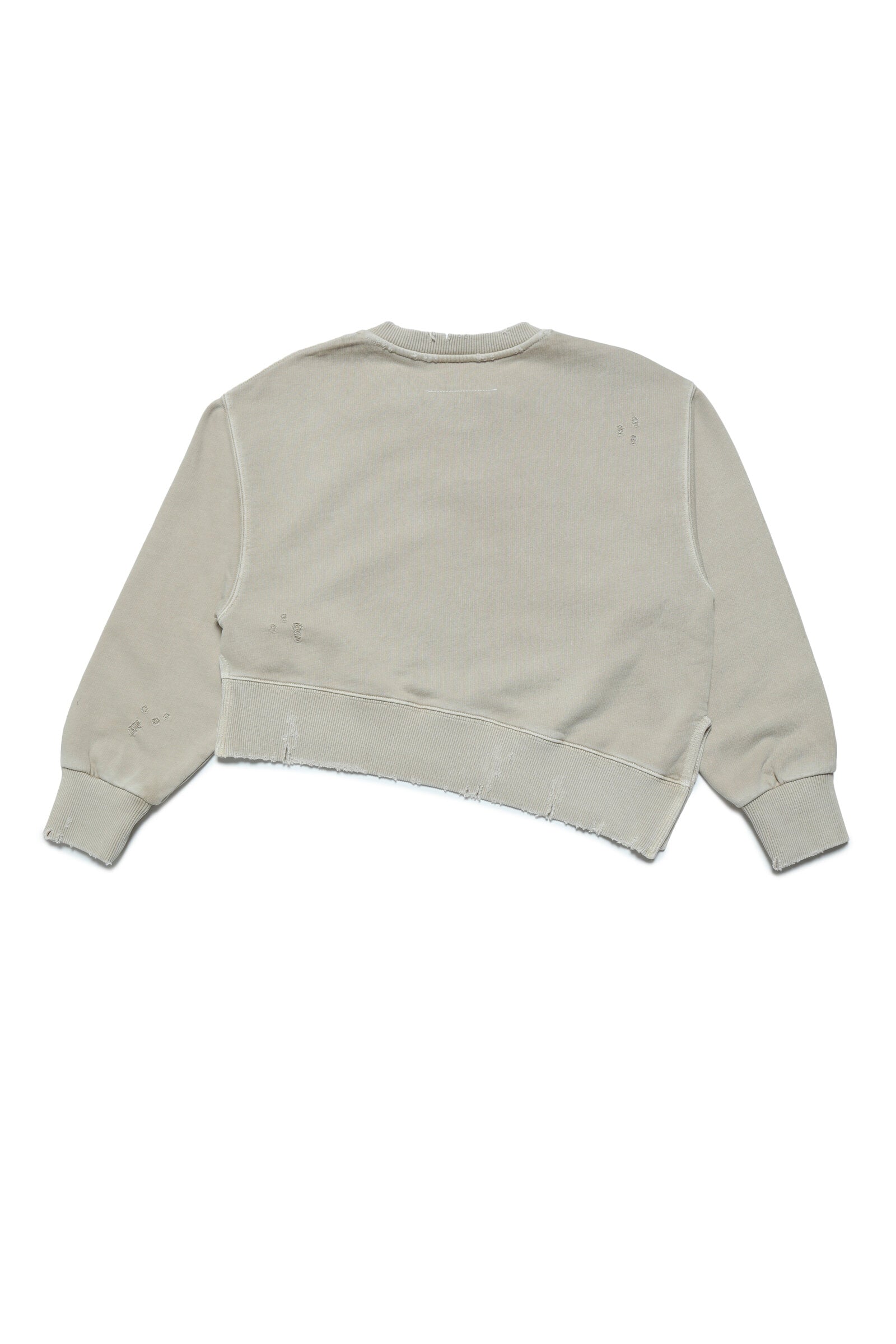 Cotton crew-neck cropped sweatshirt with logo and breaks