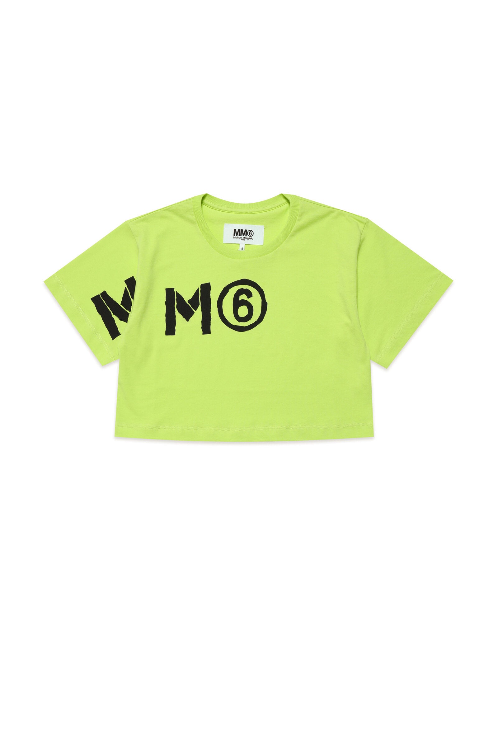 Cropped crew-neck jersey T-shirt with off-center logo