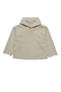Cropped cloth hooded sweatshirt with side vents at the bottom