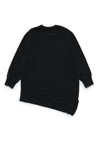 Cotton maxi-sweatshirt dress with logo and breaks