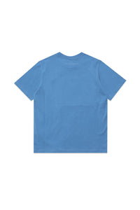 Crew-neck jersey t-shirt with colored logo