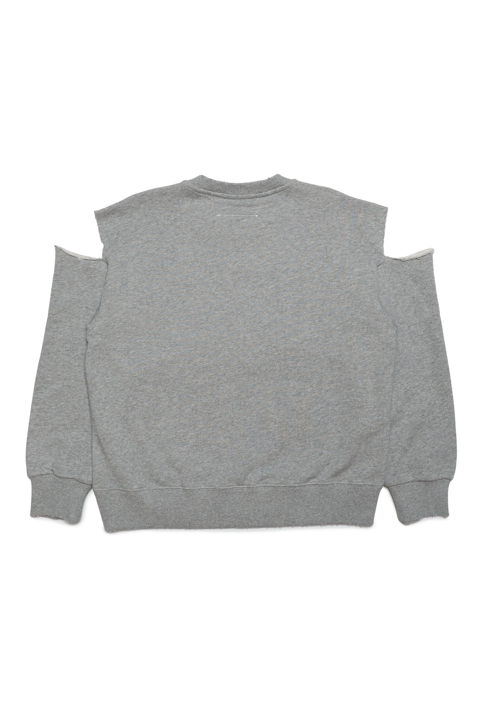 Cotton mélange crew-neck sweatshirt with cut-out shoulders and logo