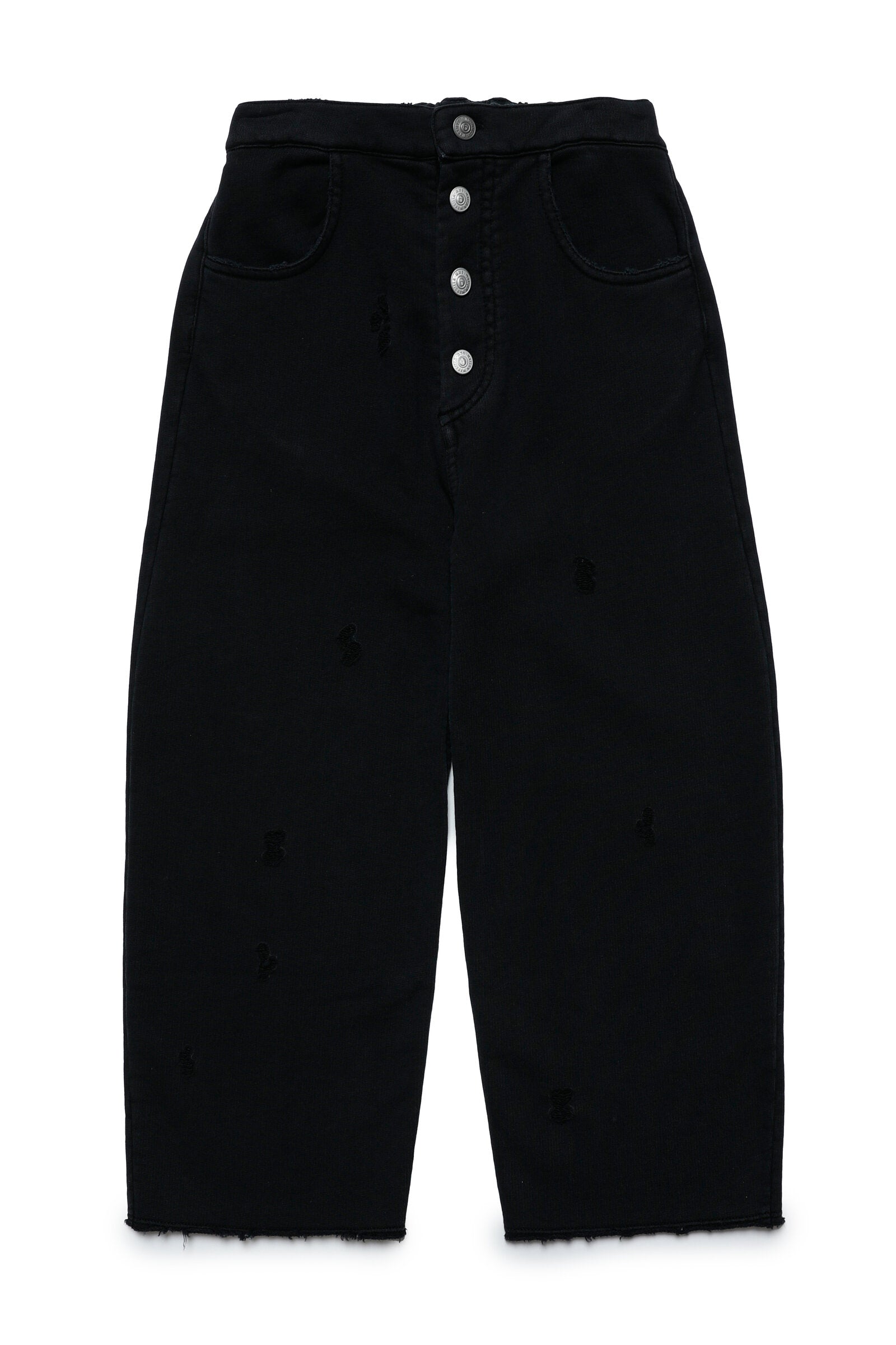 Pantalones de 5 bolsillos en felpa con rotos de efecto vintage