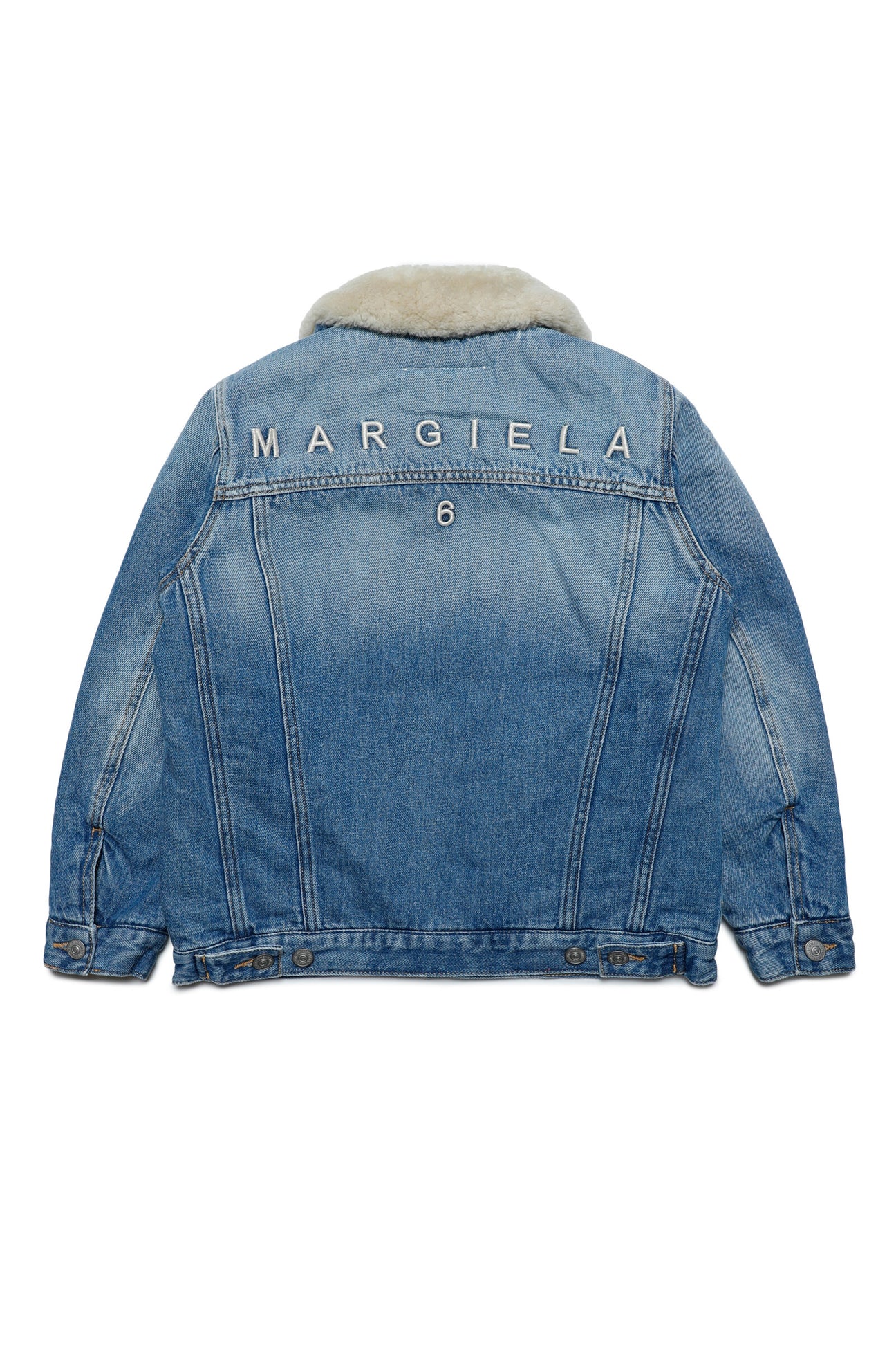 Medium blue shaded jeans jacket with shearling collar Medium blue shaded jeans jacket with shearling collar