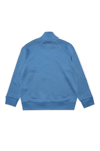 Technical fabric sweatshirt with zip and logo band