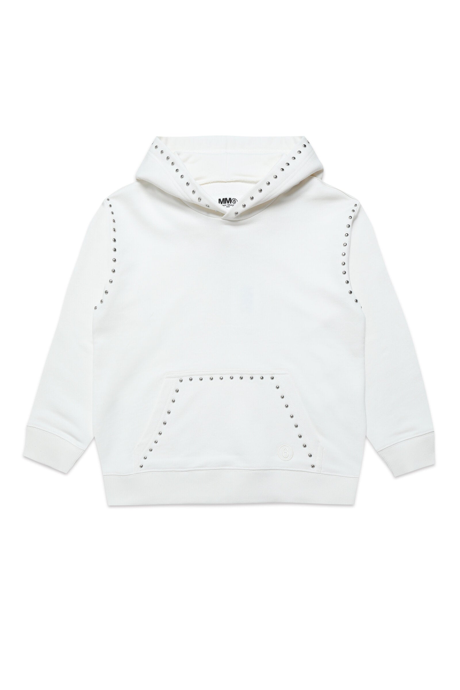 Cotton hooded sweatshirt with studded details