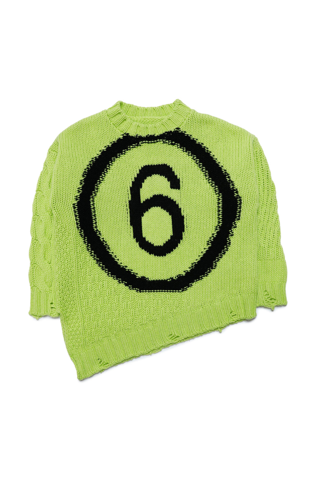 Maglione girocollo in misto lana con logo e rotture effetto vintage