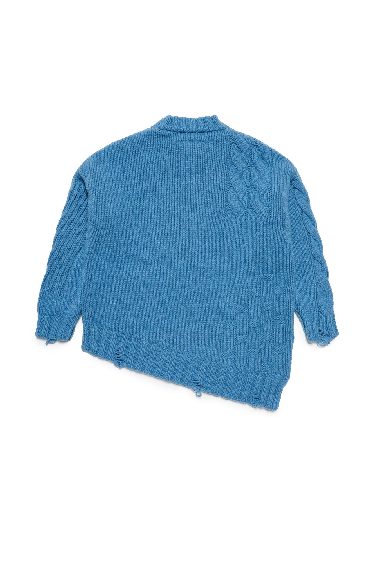 Maglione girocollo in misto lana con logo e rotture effetto vintage Maglione girocollo in misto lana con logo e rotture effetto vintage