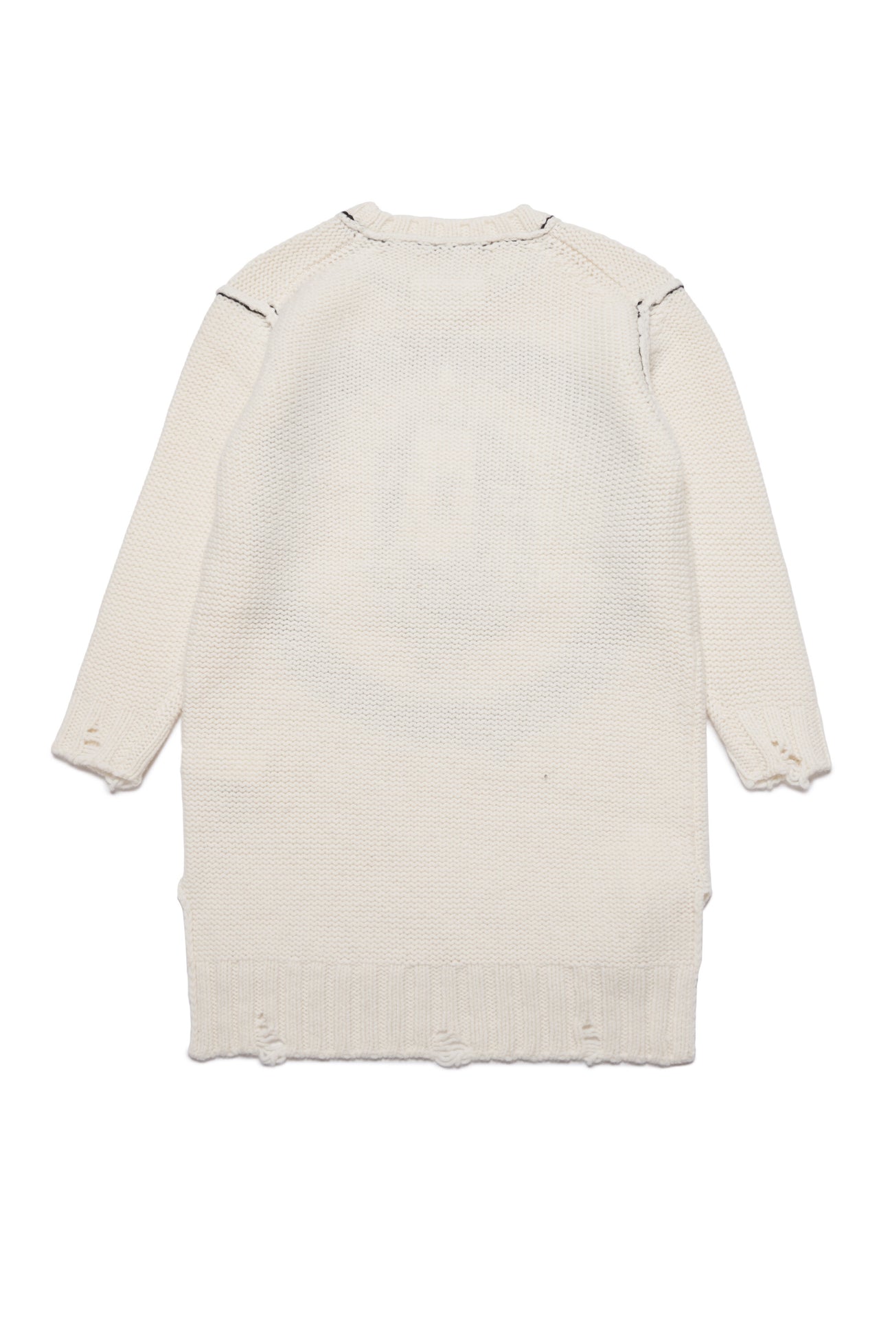Abito maxi-maglione in misto lana con logo e rotture effetto vintage Abito maxi-maglione in misto lana con logo e rotture effetto vintage