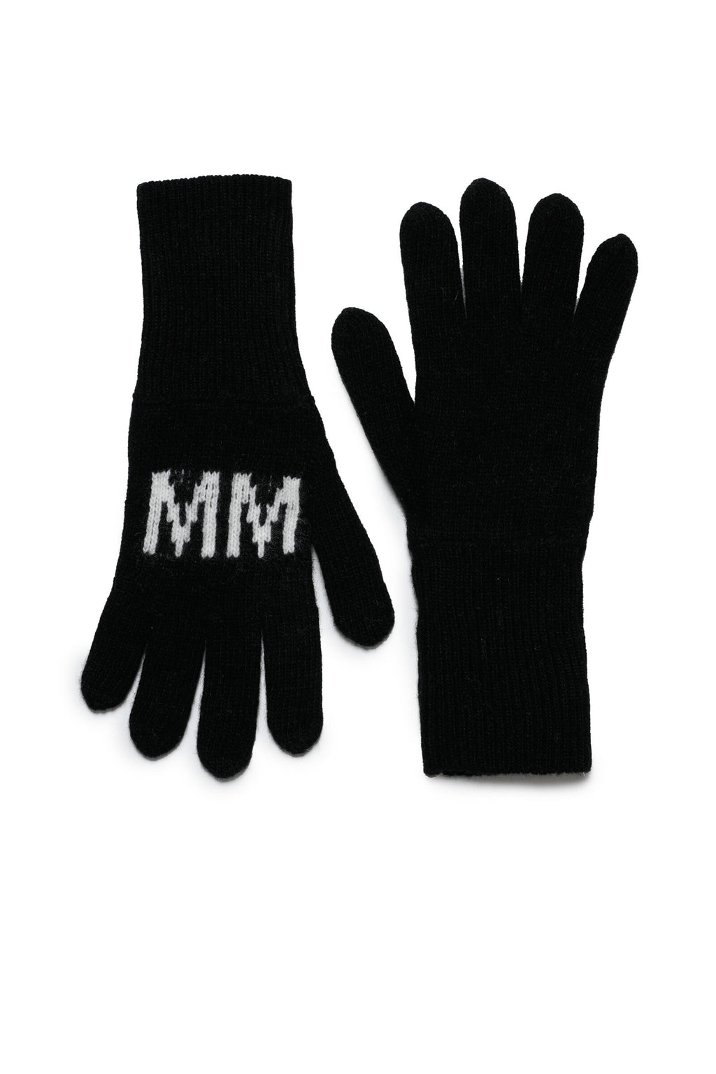 Wool-blend logo gloves