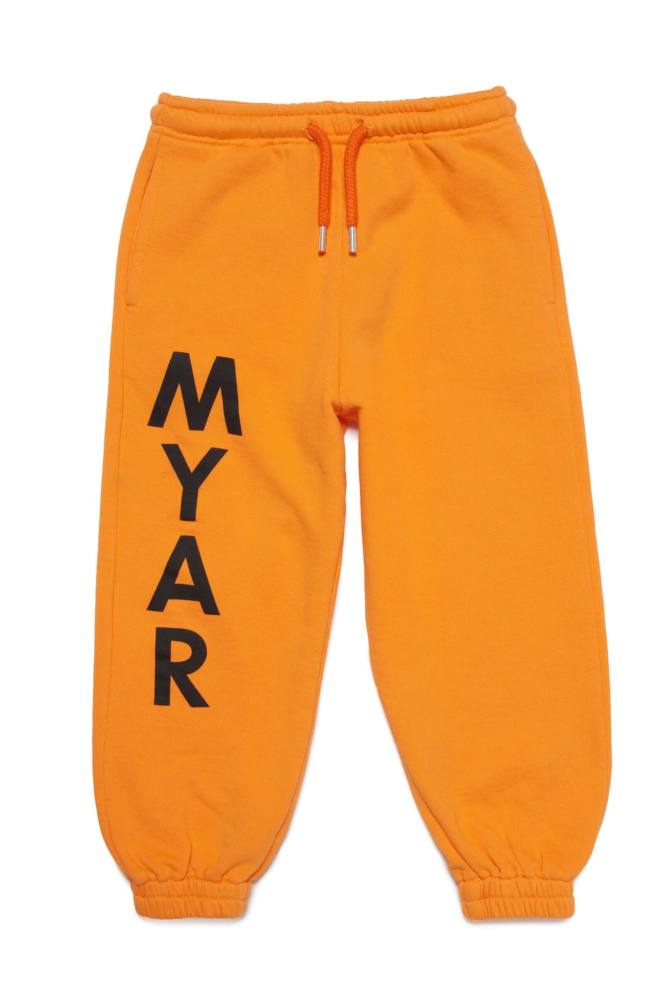 Deadstock orange plush jogger trousers with vertical logo 