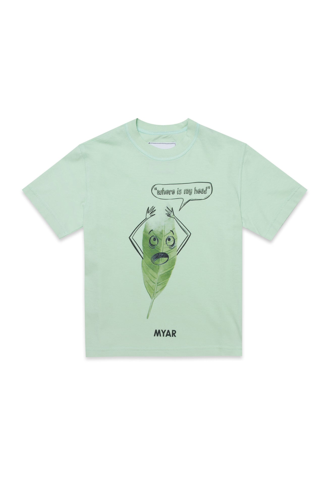 T-shirt girocollo in tessuto deadstock verde con stampa digitale sul davanti 