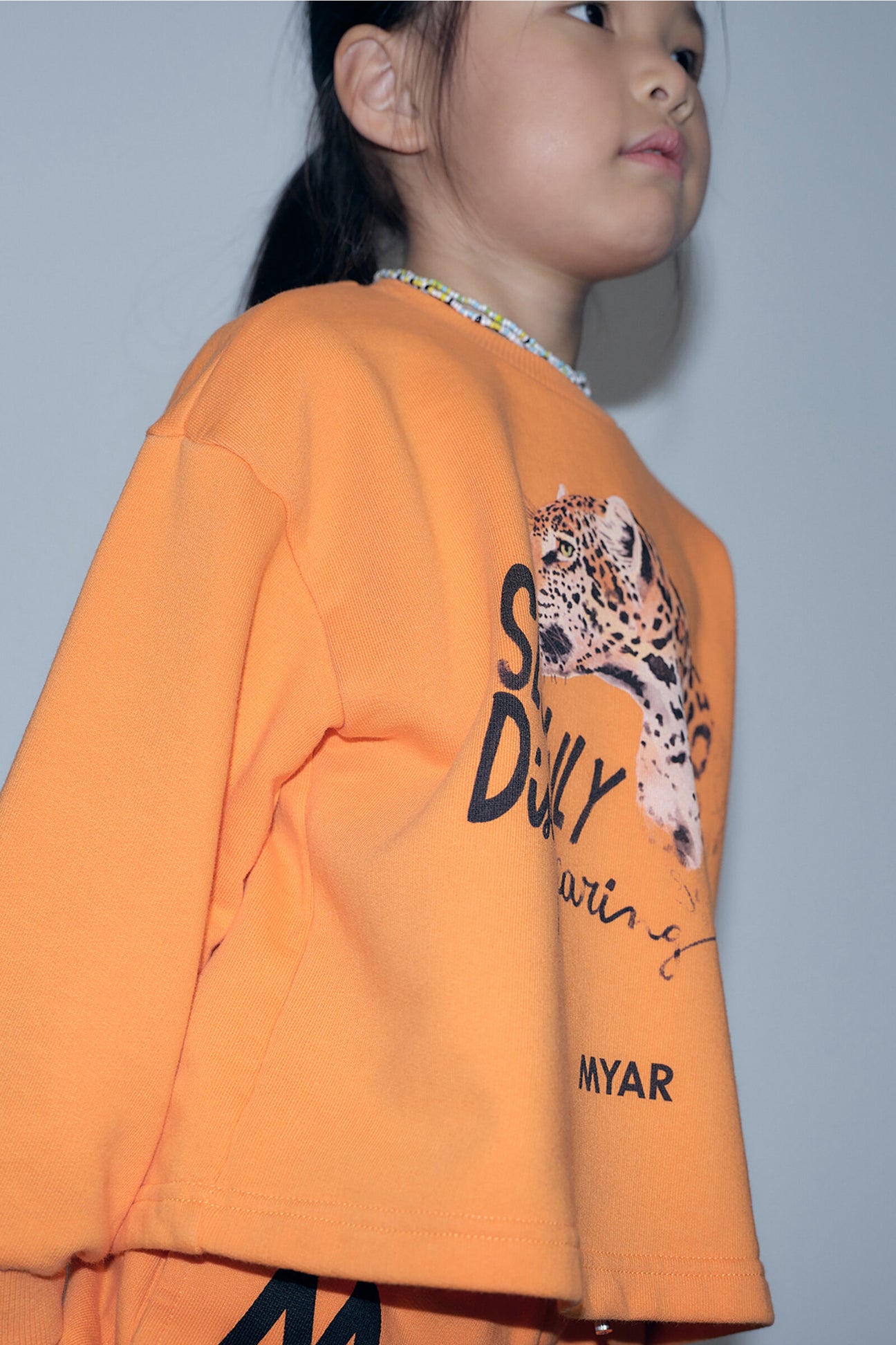 Deadstock orange fabric sweatshirt with digital print Sloowly 