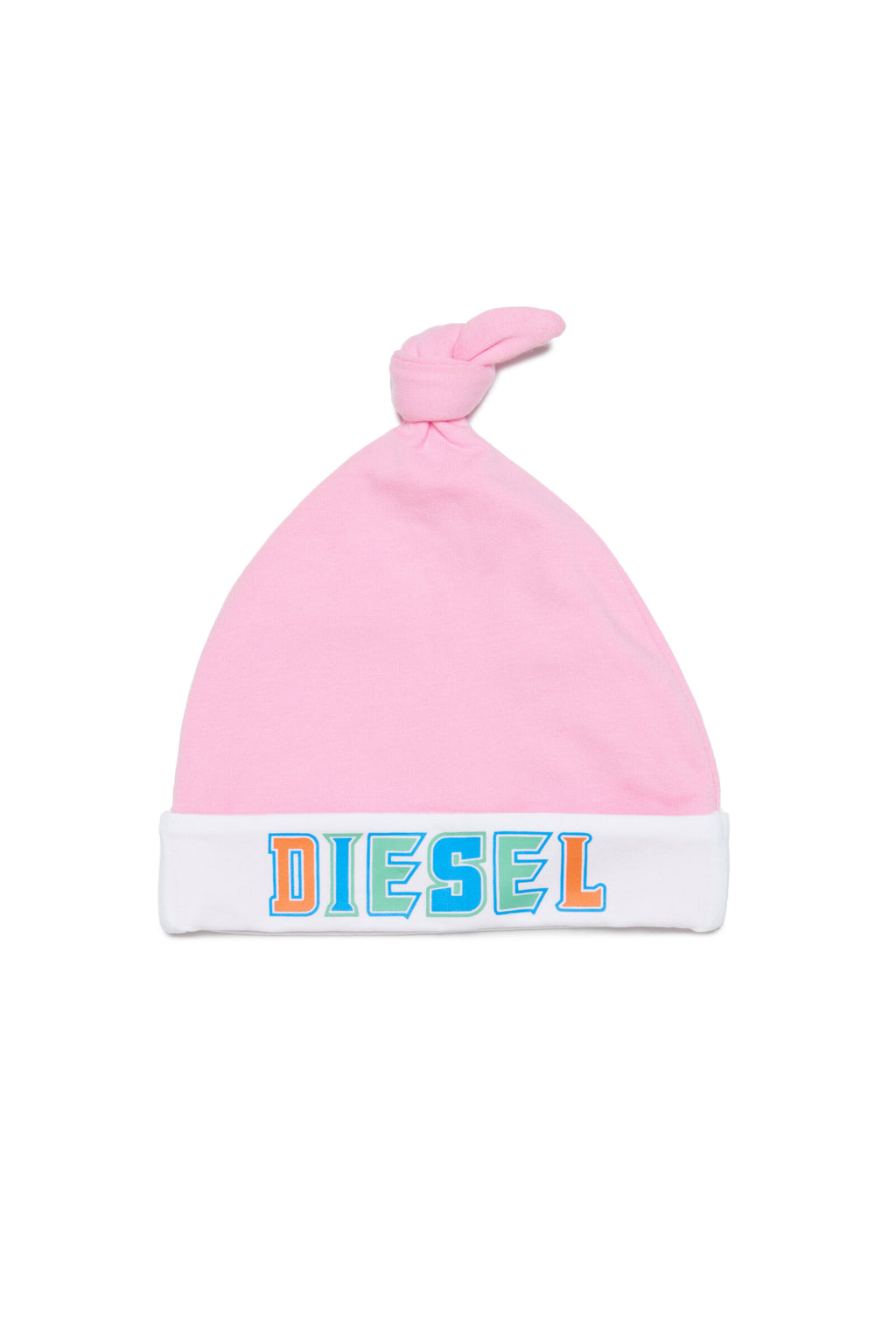 Pastel pink jersey beanie with logo