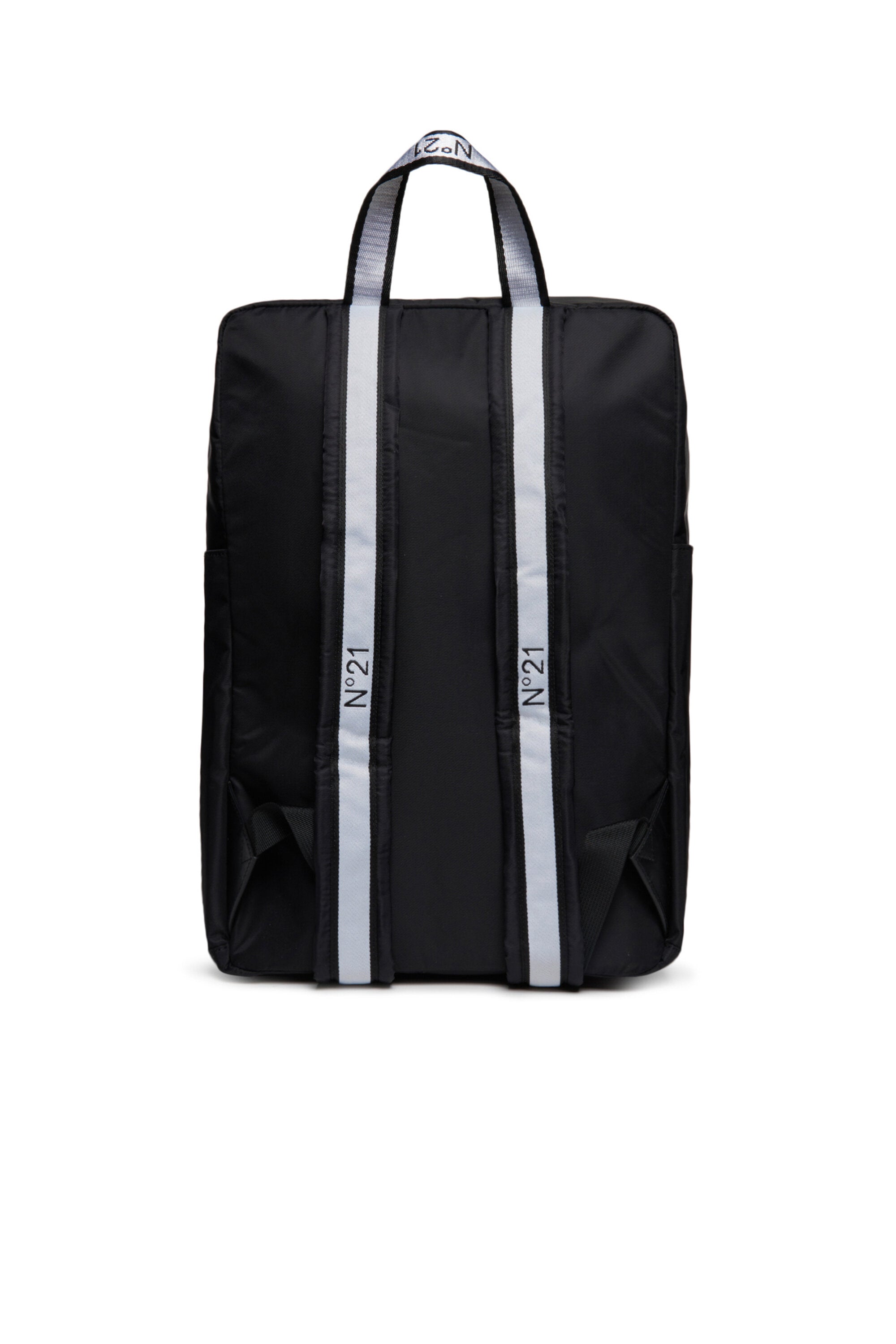 Black backpack with zip fastening and logo
