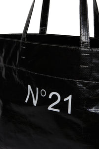 Black shopper bag with institutional logo