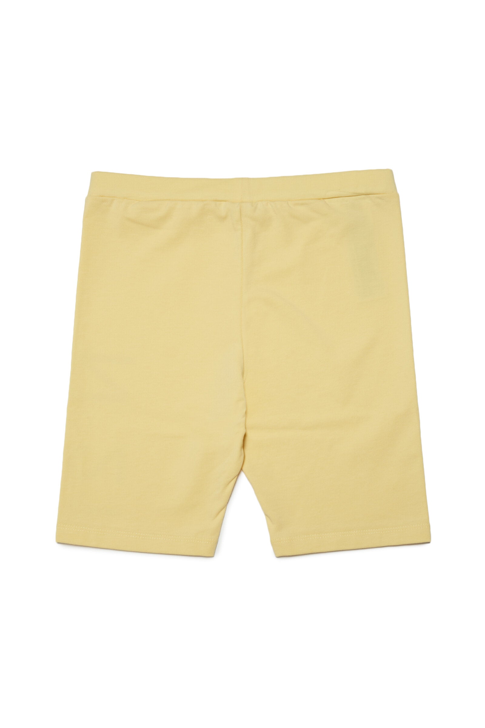 Yellow stretch jersey shorts cycling model with logo