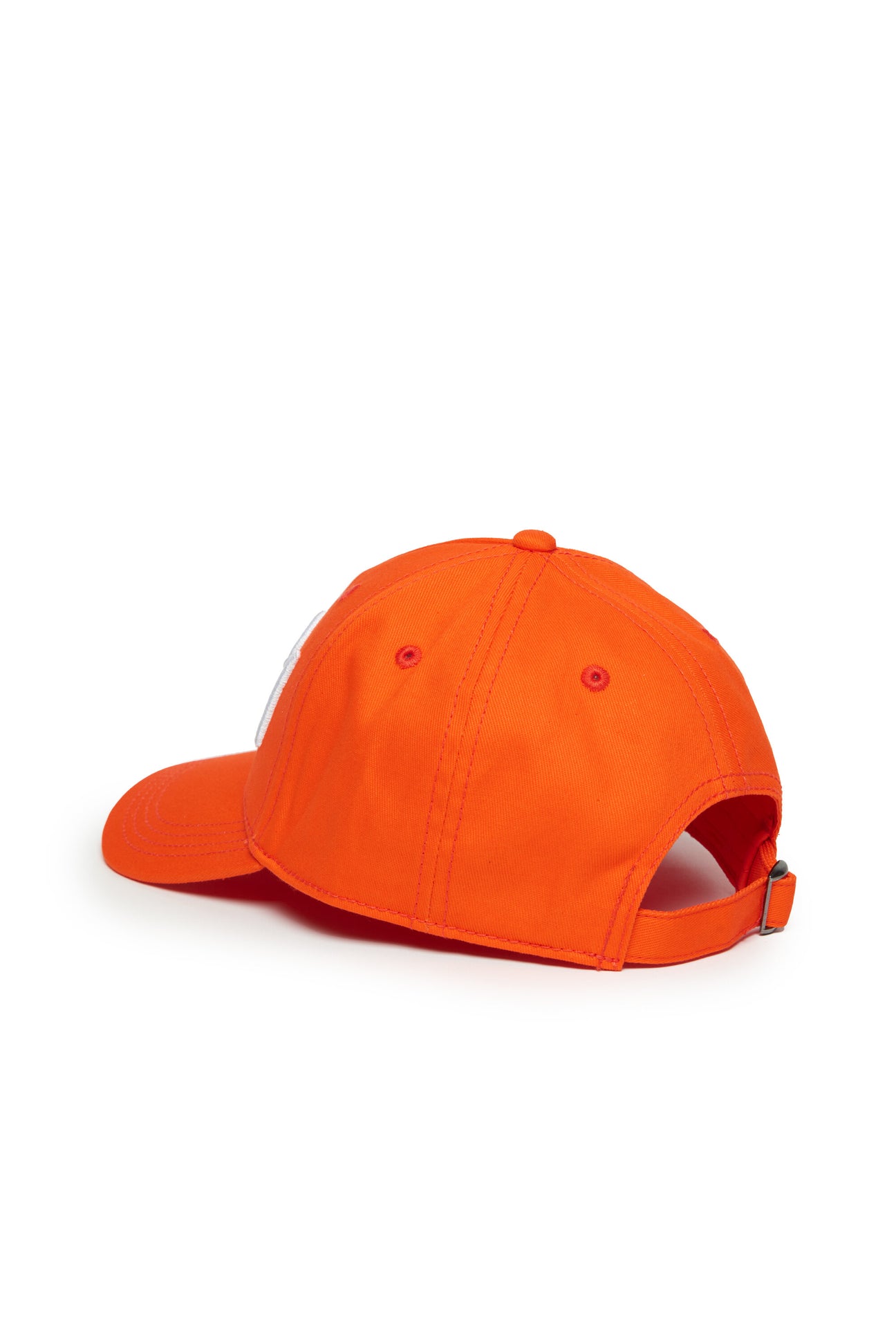 Cappello da baseball arancione fluo in gabardina con logo Cappello da baseball arancione fluo in gabardina con logo
