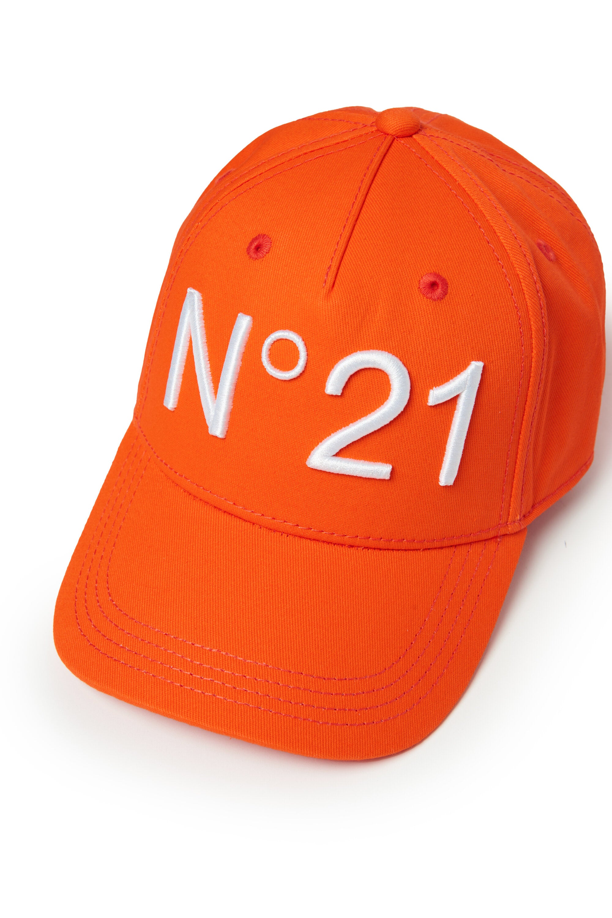 Fluo orange gabardine baseball cap with logo