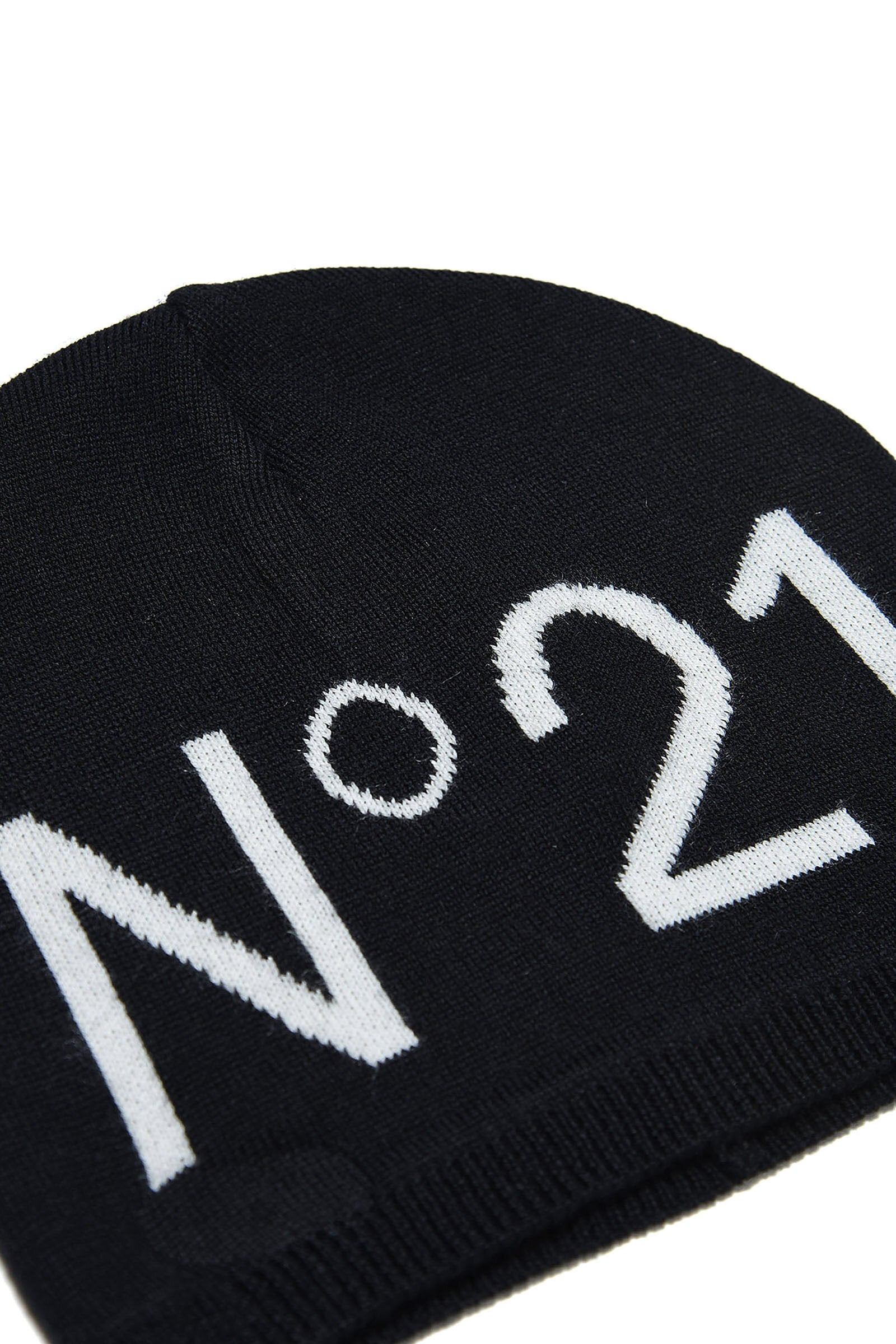 Berretto beanie nero in misto lana con logo