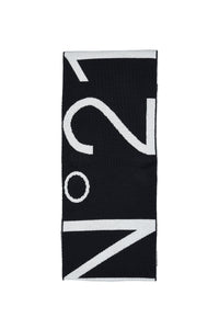 Black wool blend scarf with logo
